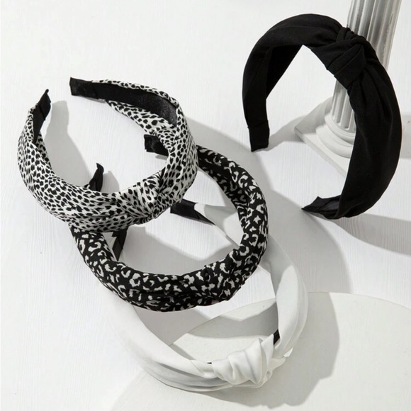 4-pack headbands black & white - Picture 3 of 4